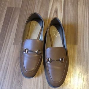 RIANI Brown Leather Flats with Signature Horsebit